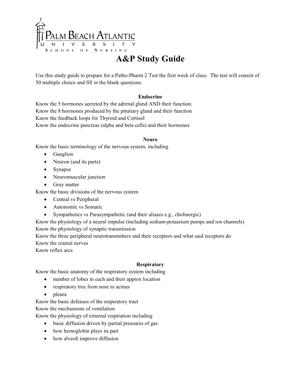 A&P Study Guide