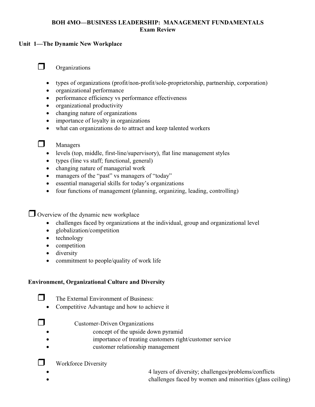 Boh 4Mo Business Leadership: Management Fundamentals