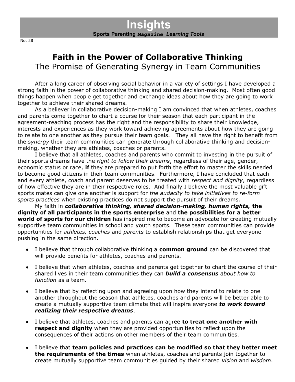 Faith in the Power of Collaborative Thinking