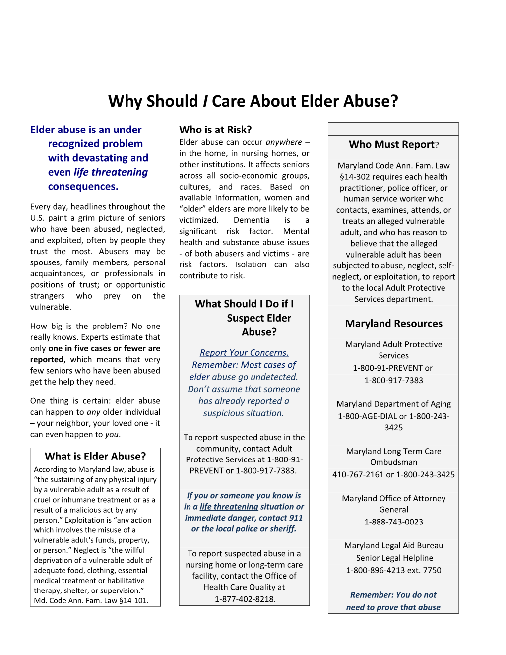 Why Should I Care About Elder Abuse