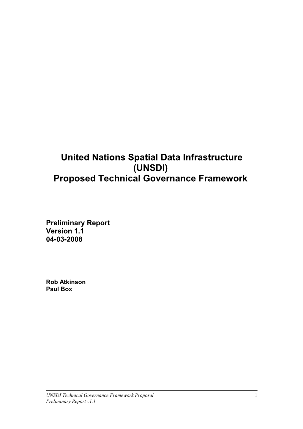 UNSDI Technical Governance Framework