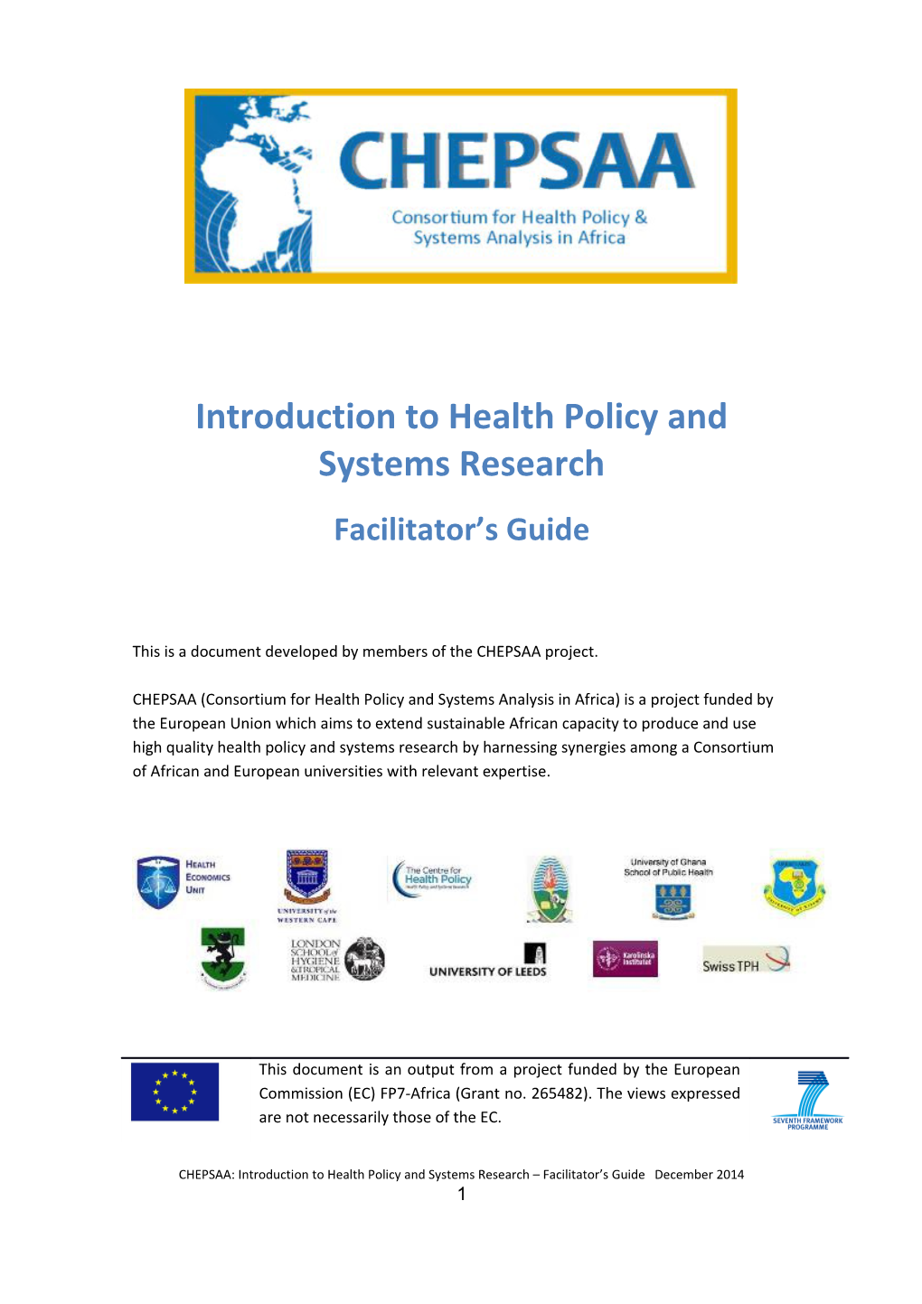 Introduction to Health Policy and Systems Research