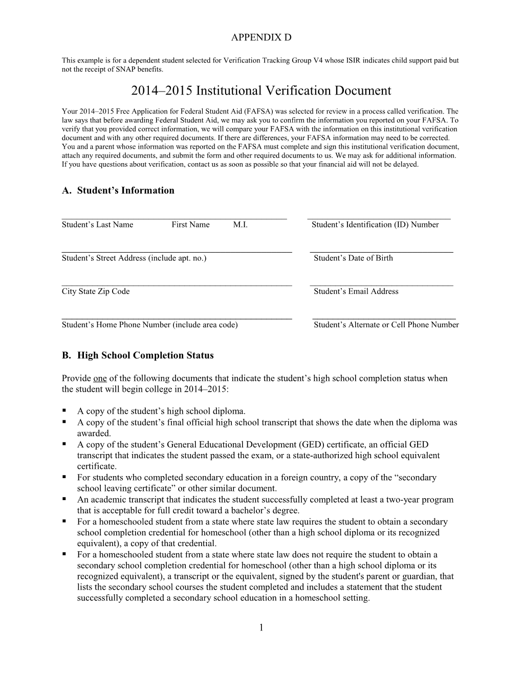 2014 2015Institutional Verification Document