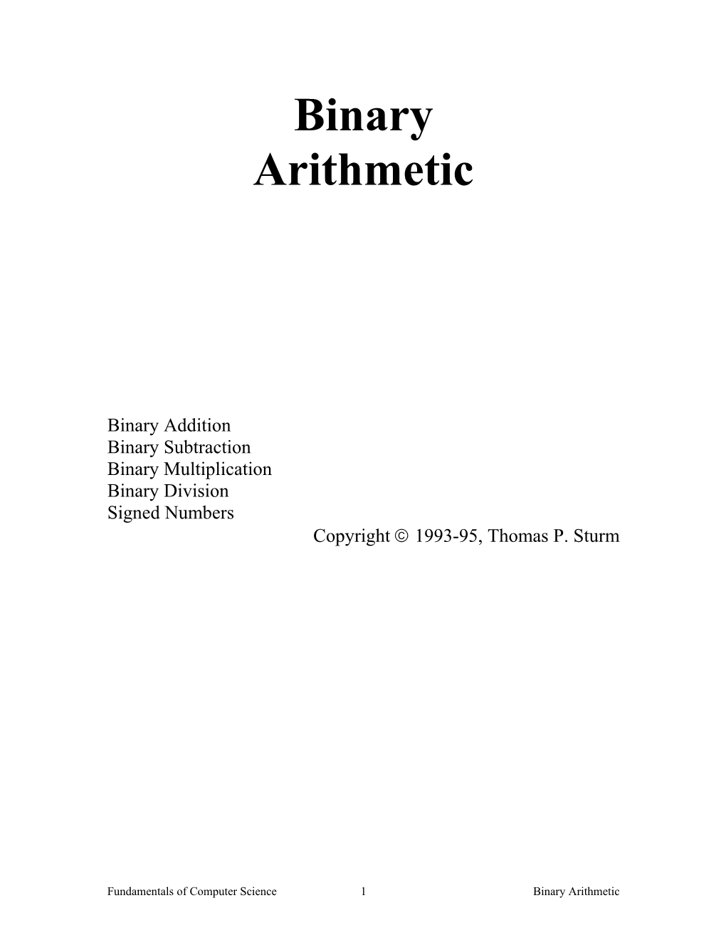 QM 240 Binary Arithmetic