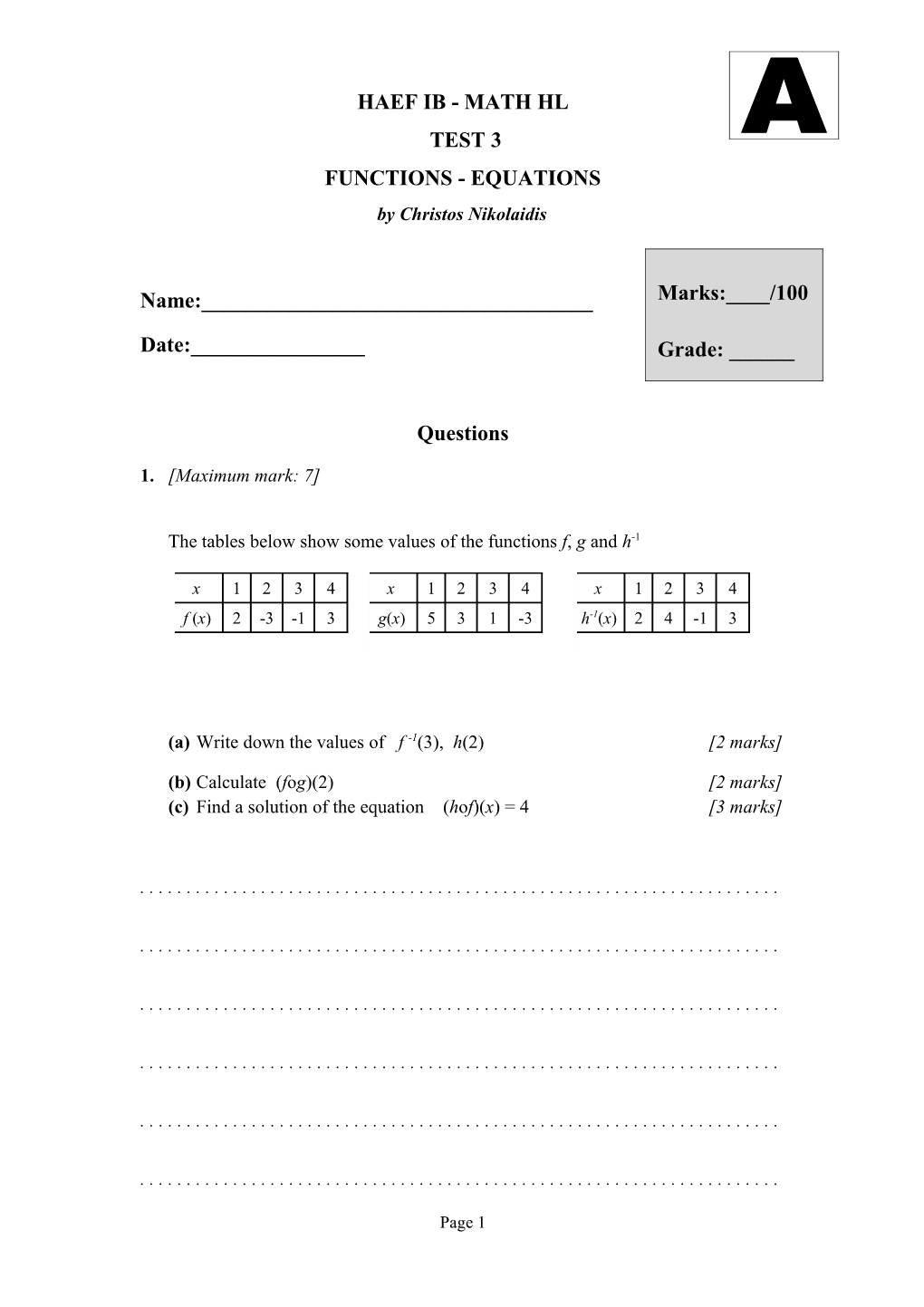 Functions - Equations