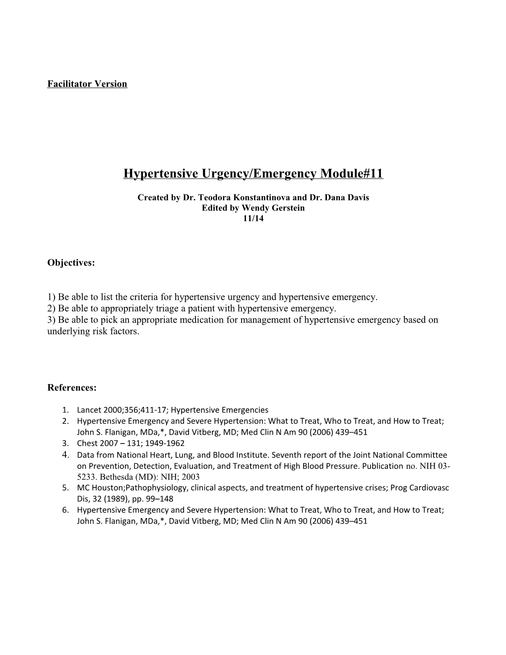 Hypertensive Urgency/Emergency Module#11