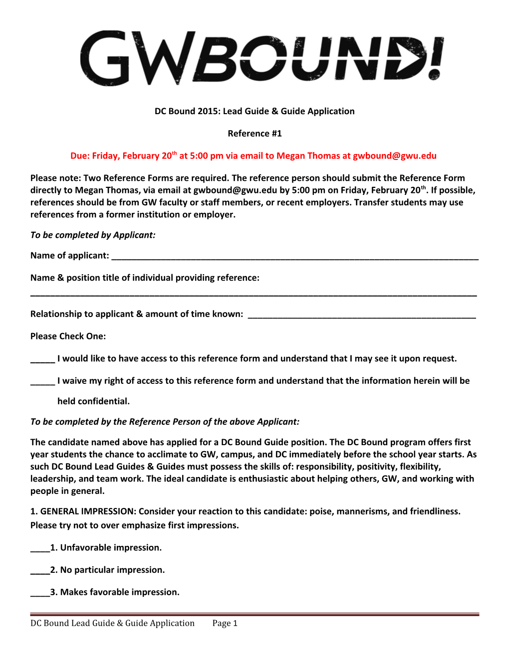 DC Bound 2015: Lead Guide & Guide Application