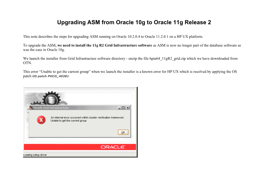 Upgrading ASM from Oracle 10G to Oracle 11G Release 2