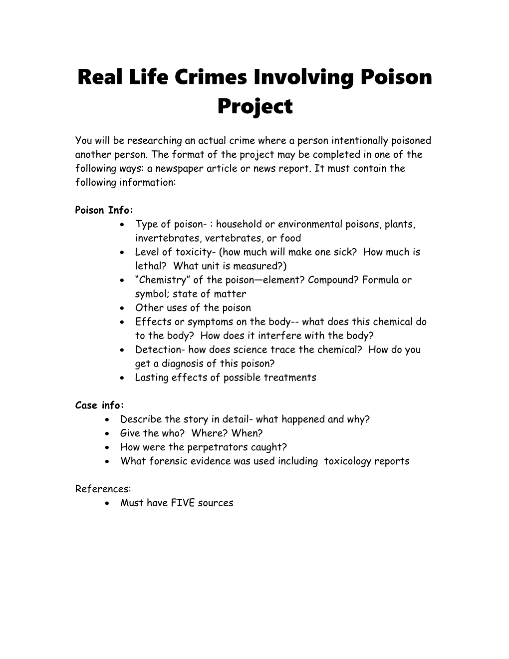 Real Life Crimes Involving Poison Project