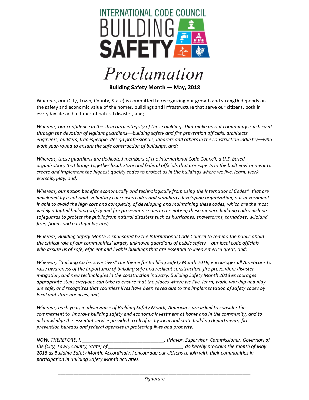 Building Safety Month May, 2018