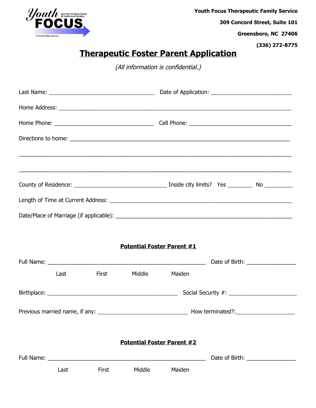 Therapeutic Foster Parent Application