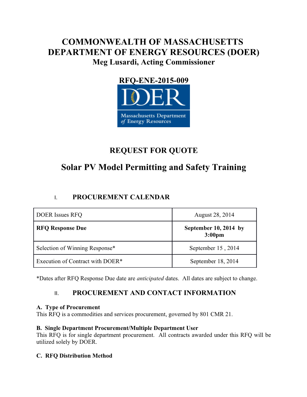 Department of Energy Resources (DOER)