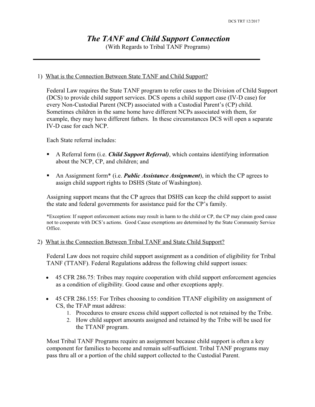 TANF and Child Support Connection