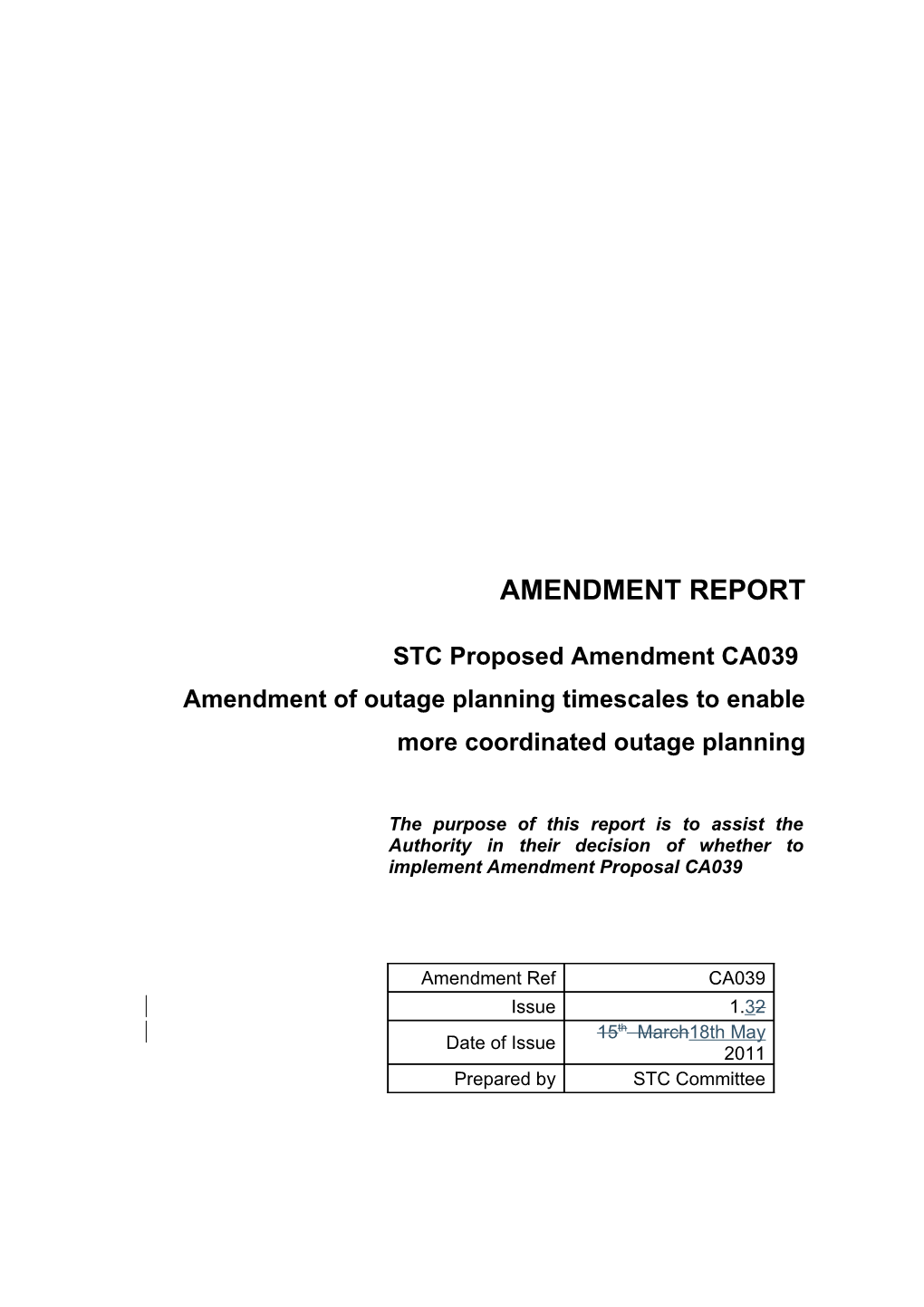 Amendment Report