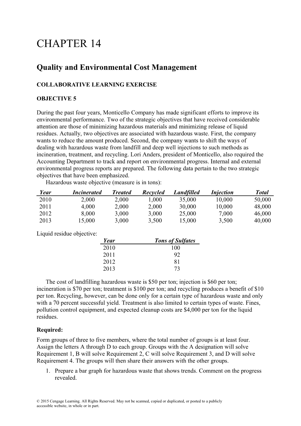 Quality and Environmental Cost Management