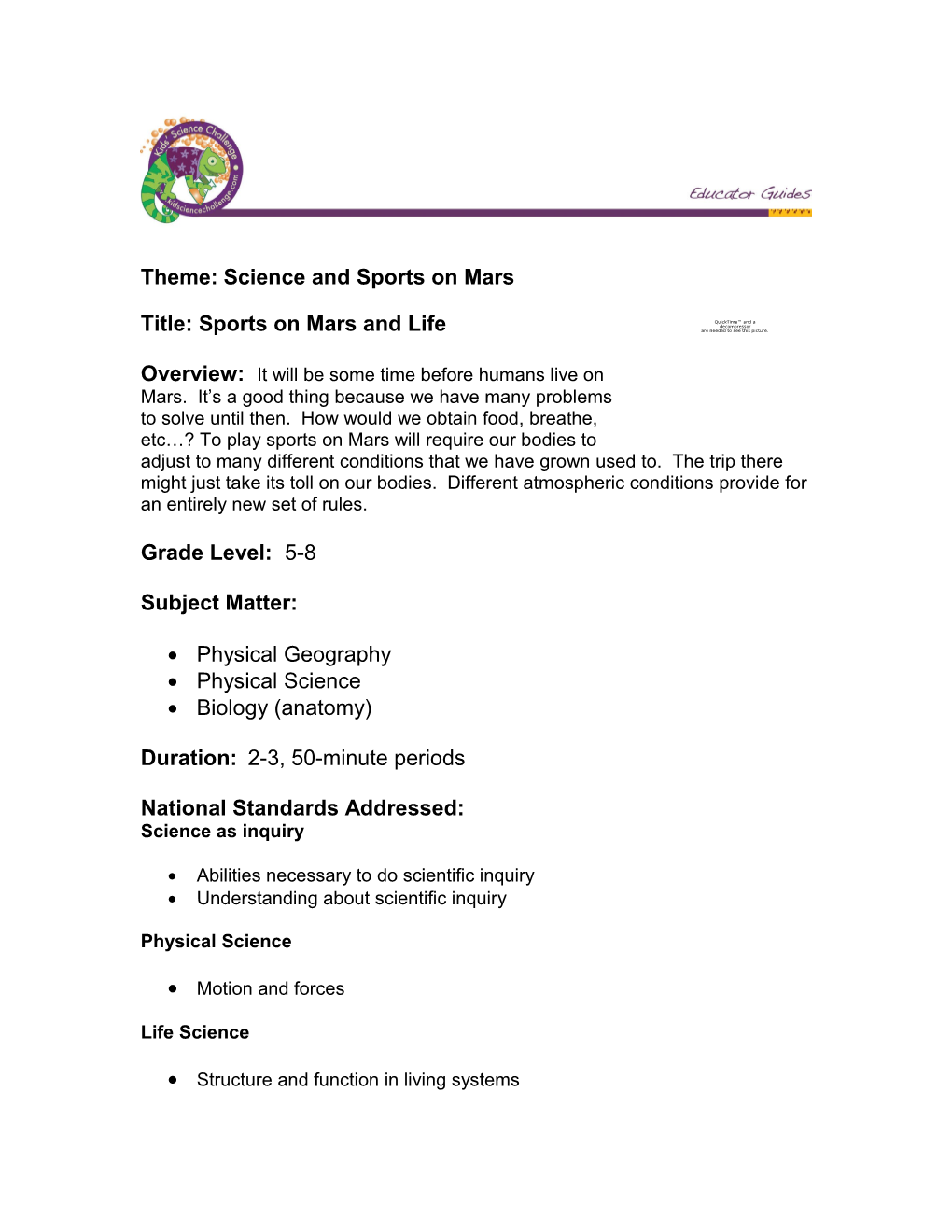 Title: Sports on Mars and Life
