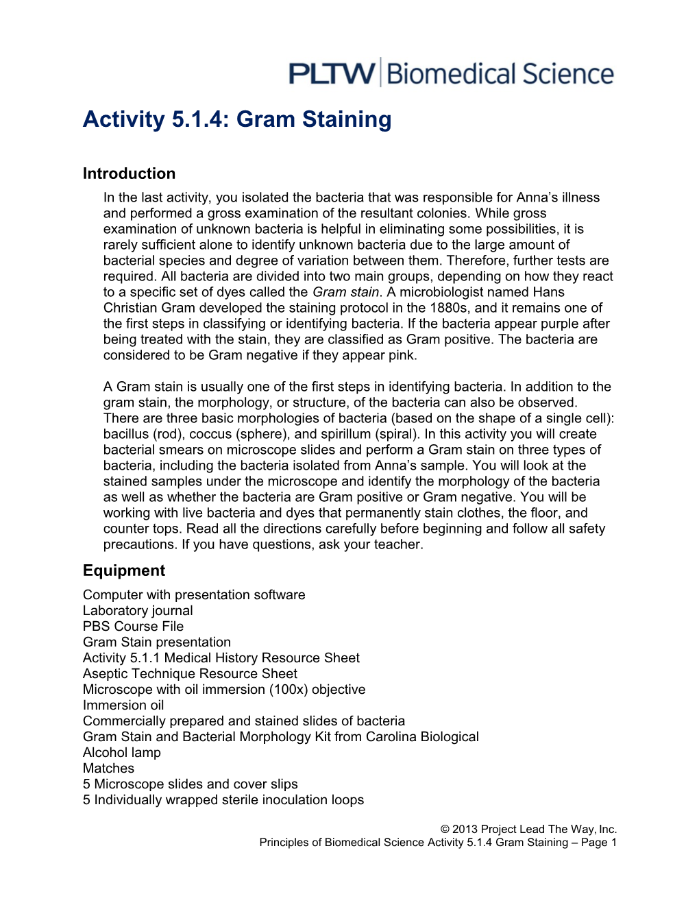 Activity 5.1.4: Gram Staining