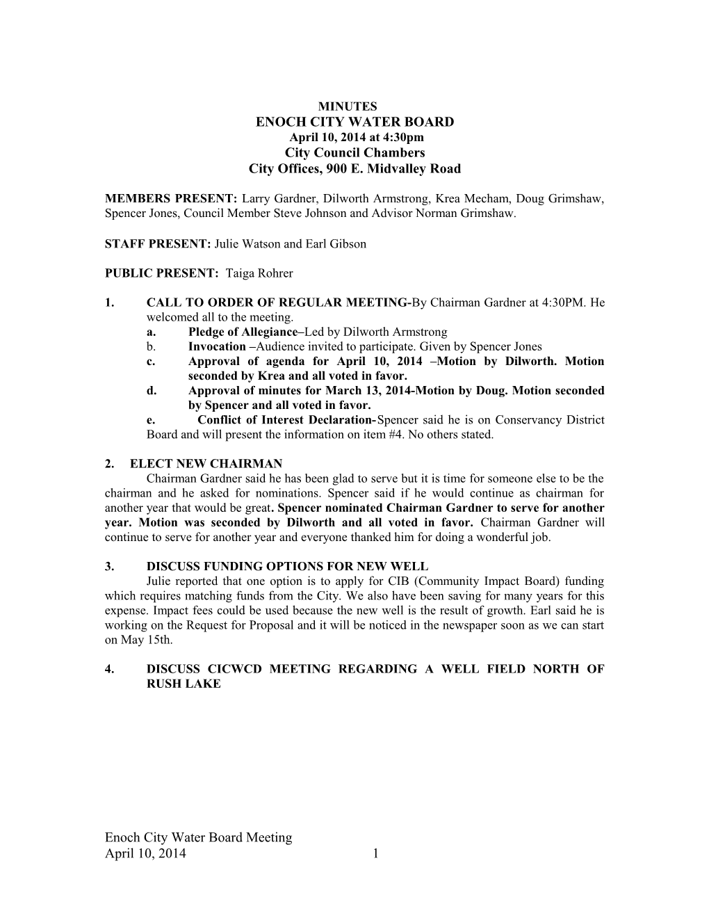 Enoch City Council Notice and Agenda