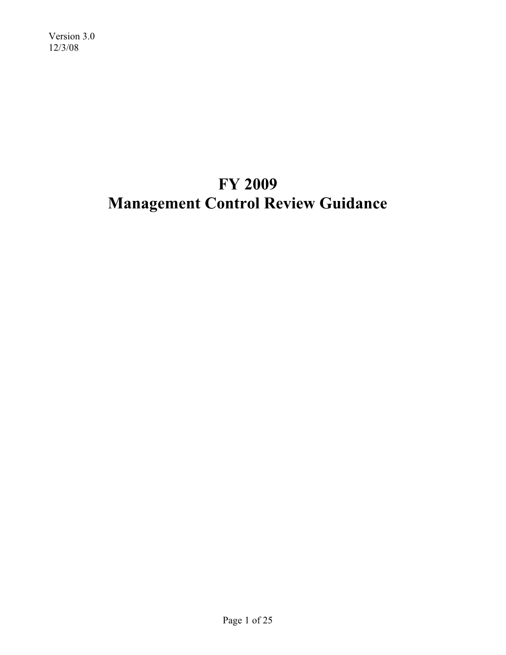 Management Control Review Guidance