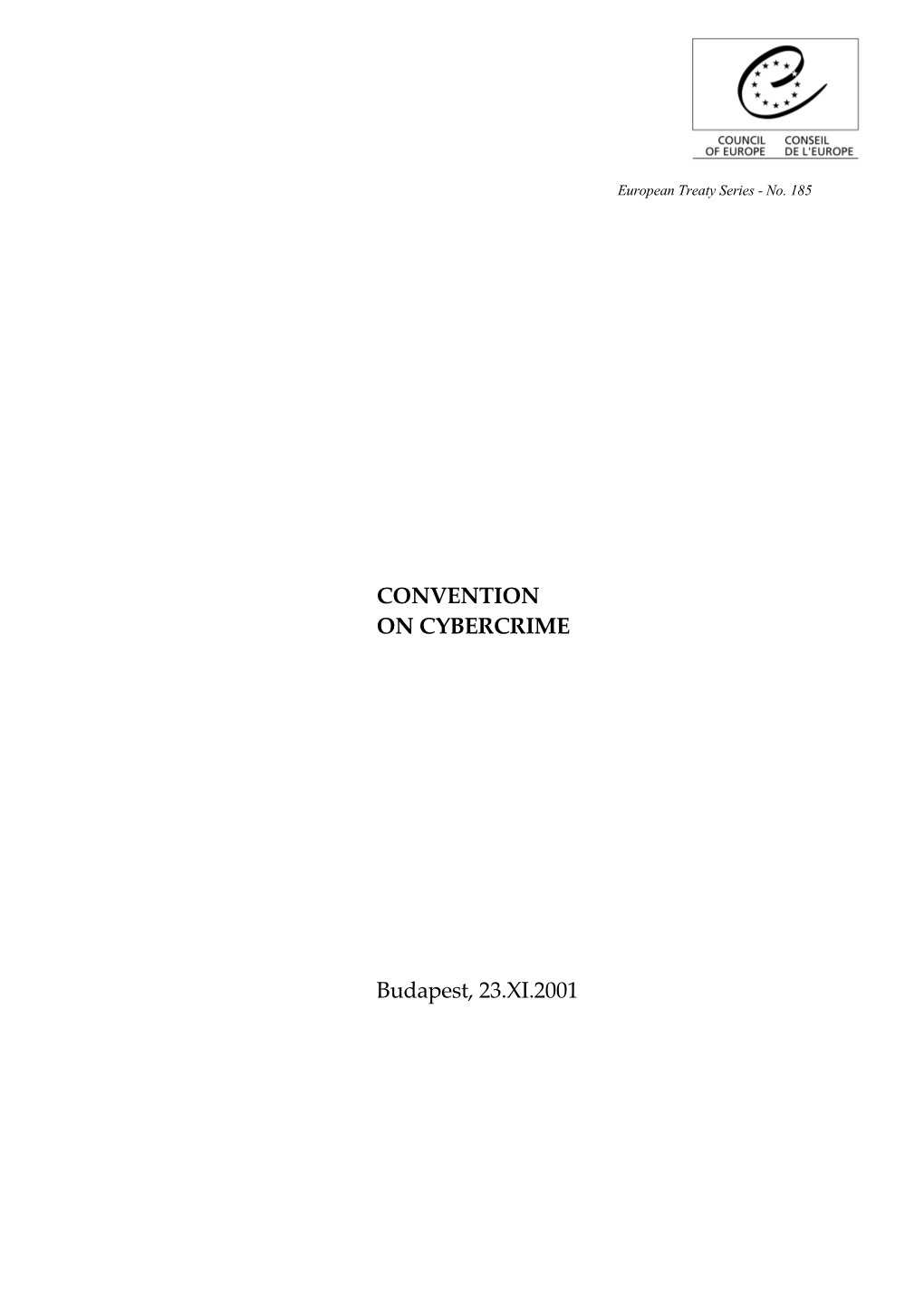 Council of Europe - Convention on Cybercrime (ETS No. 185)