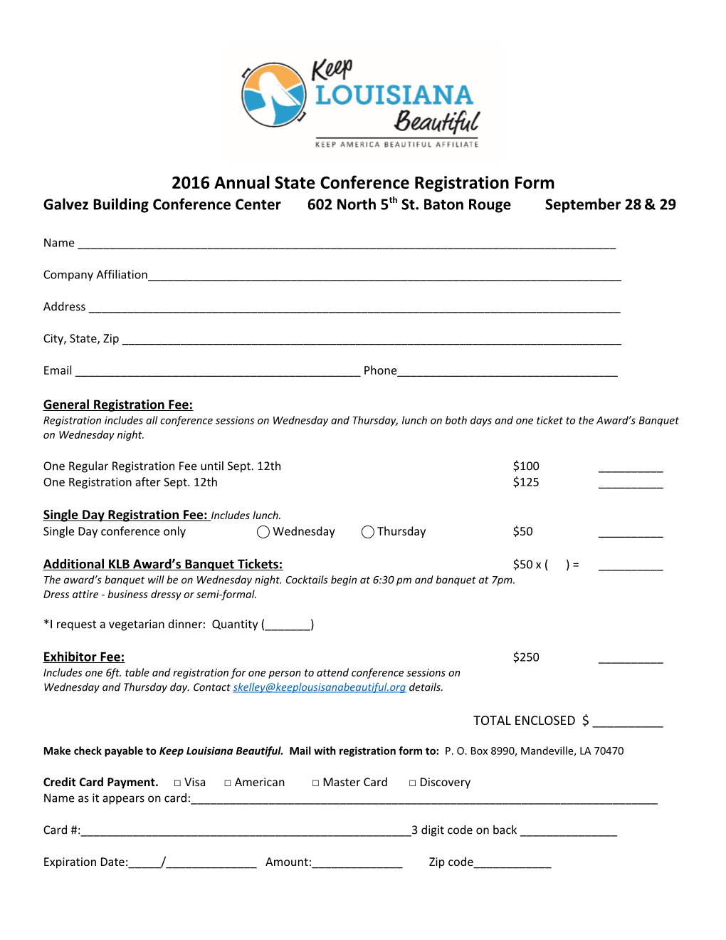 2016 Annual State Conference Registration Form