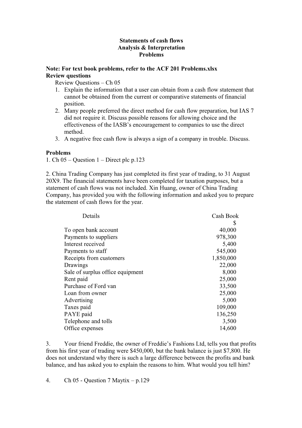 Statements of Cash Flows