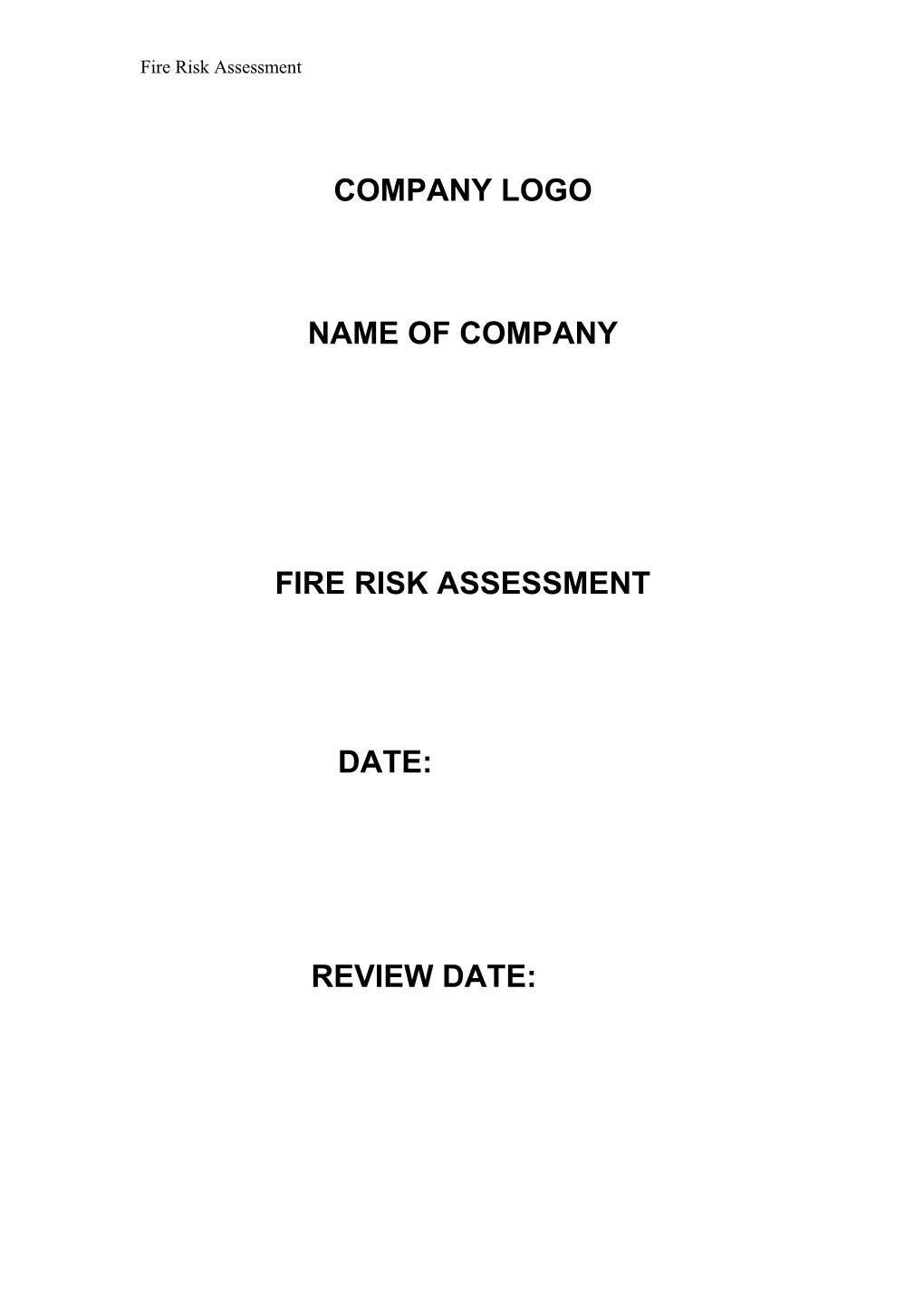 Small Premises Blank Fire Risk Assessment
