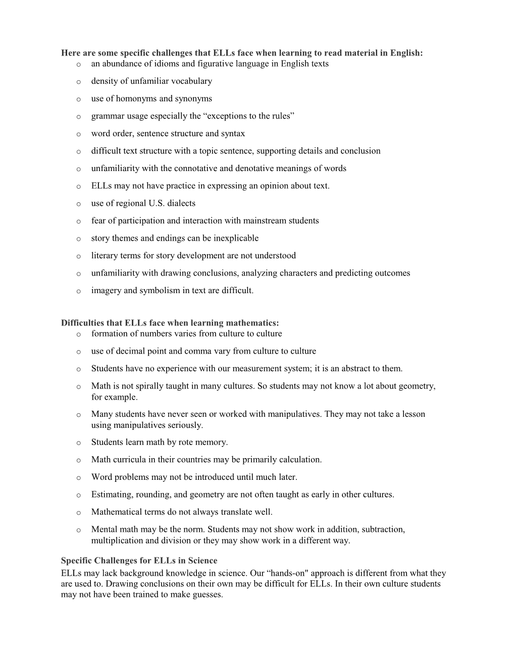 Here Are Some Specific Challenges That Ells Face When Learning to Read Material in English