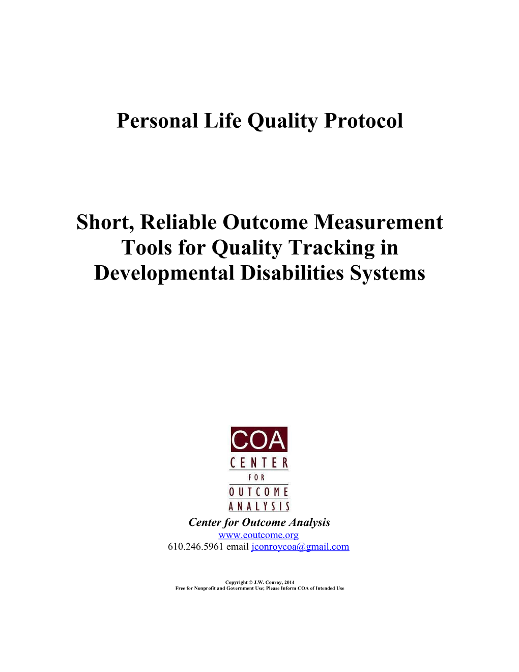 Personal Life Quality Protocol