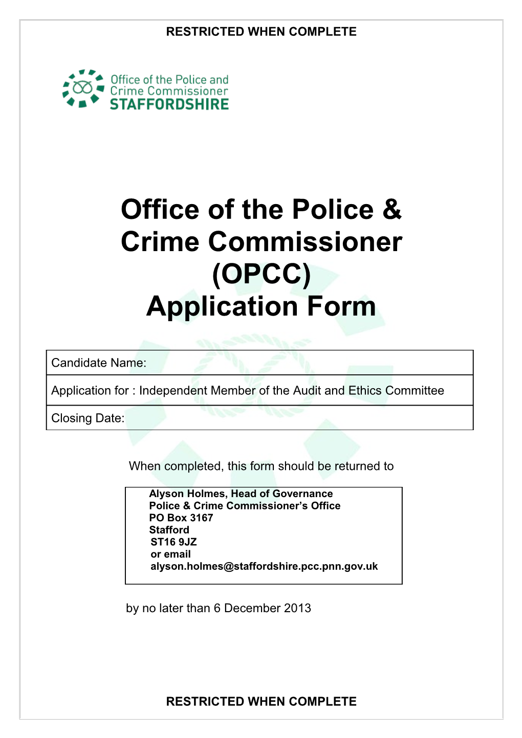 Office of the Police & Crime Commissioner (OPCC)