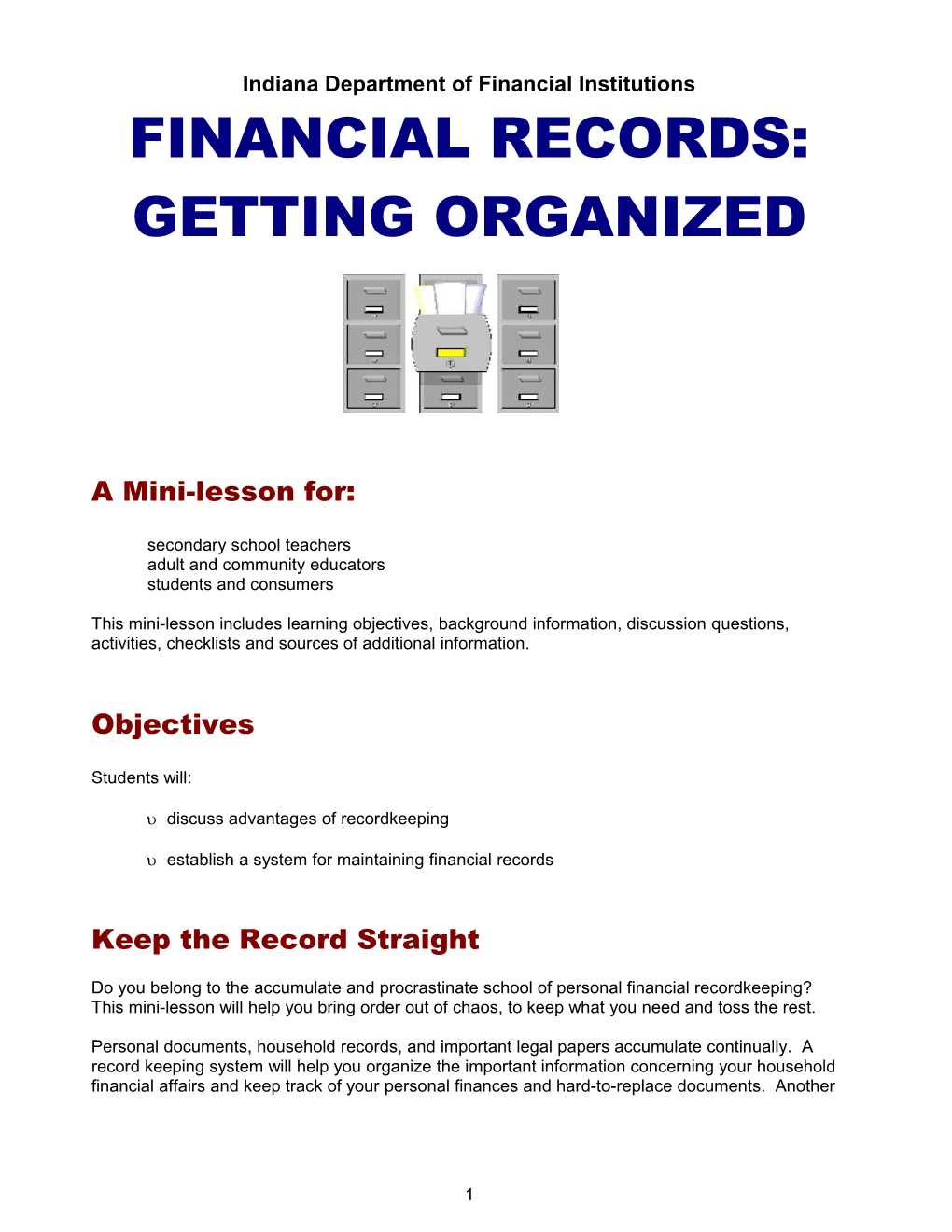 Financial Records: Getting Organized