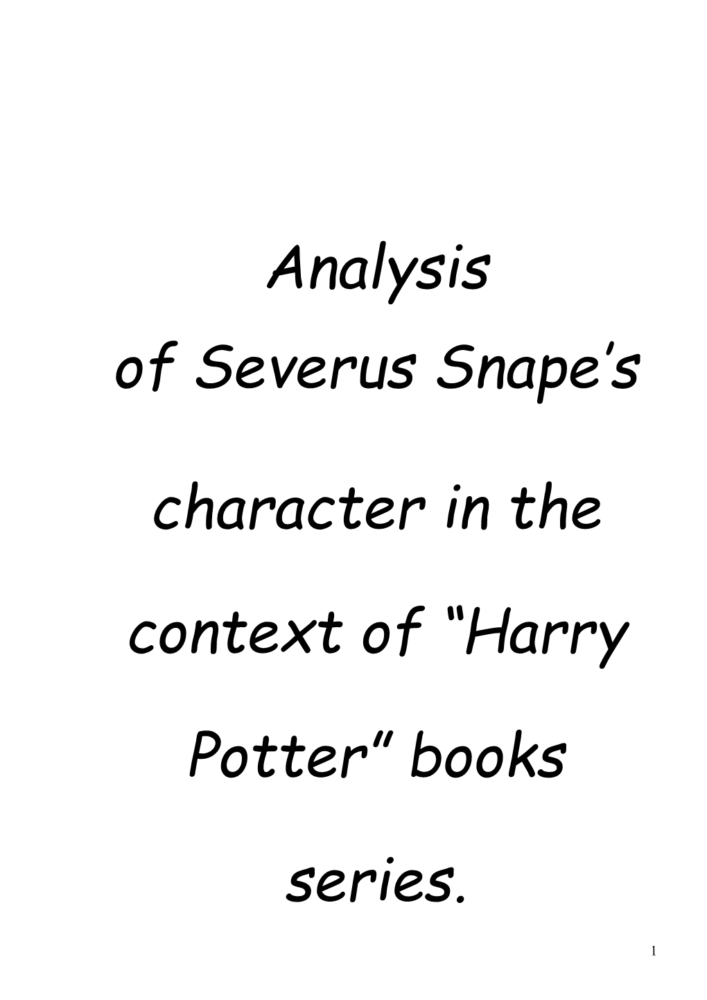 Character in the Context of Harry Potter Books Series