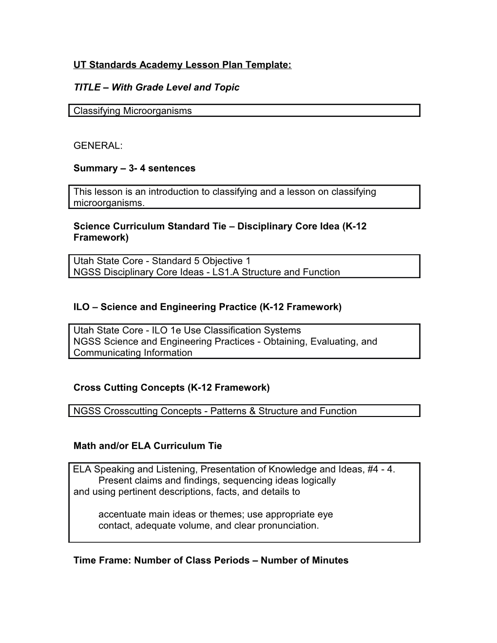 Microorganism Lesson Standards Academy