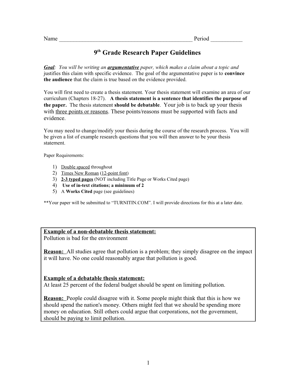 8Th Grade Research Paper Requirements Level 5