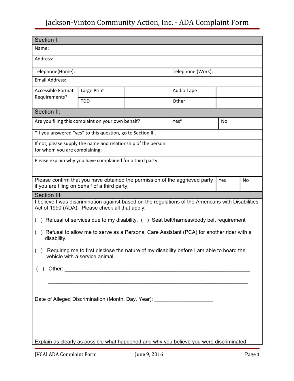 Title VI Complaint Form