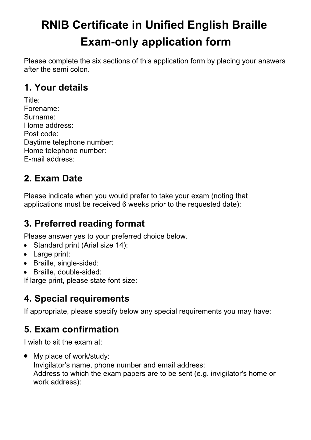 RNIB Certificate in Unified English Braille