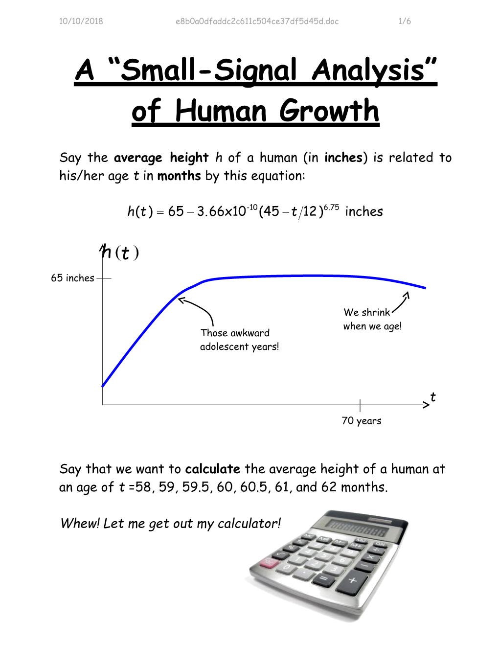 A Small-Signal Analysis of Human Growth