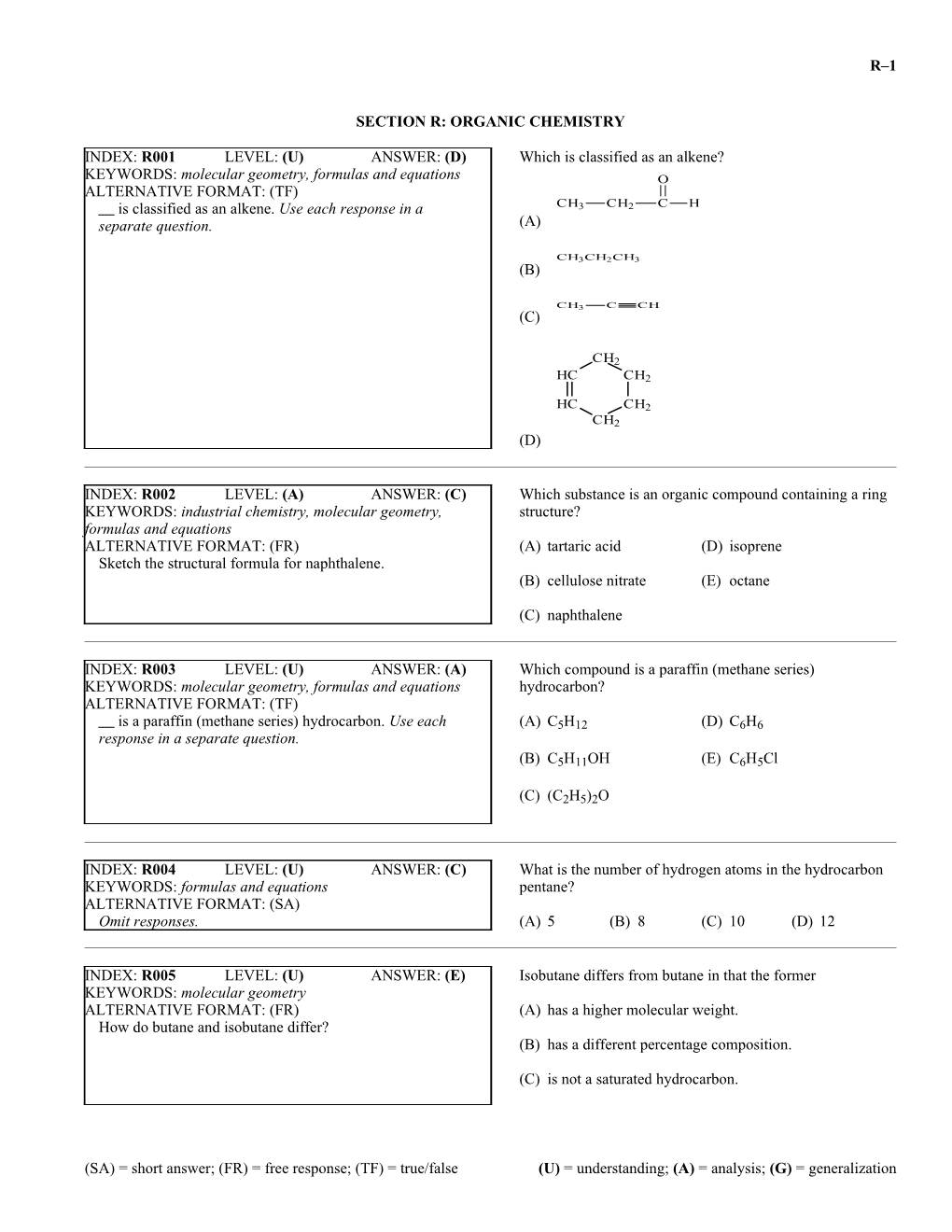 Section R: Organic Chemistry