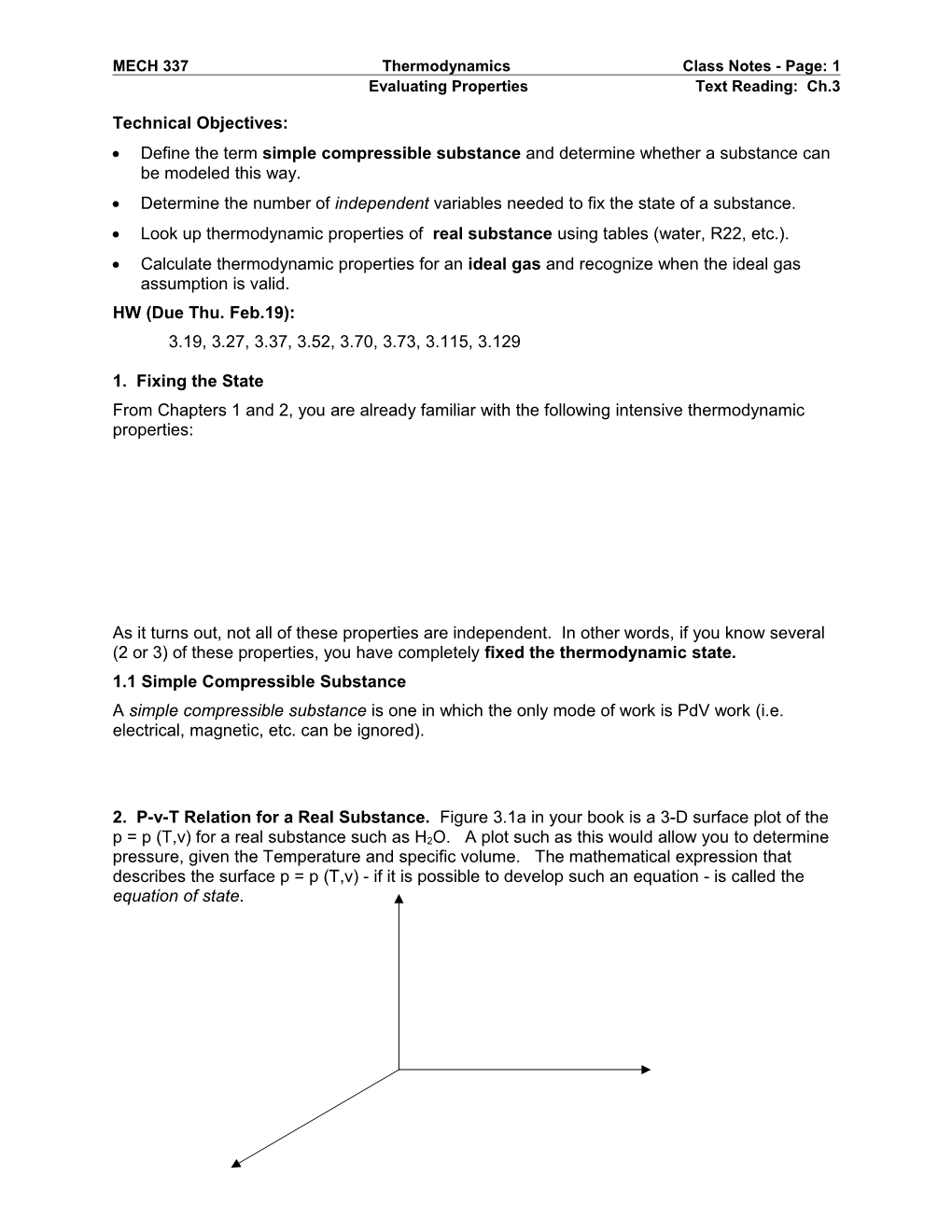 MECH 337Thermodynamics Class Notes - Page: 1