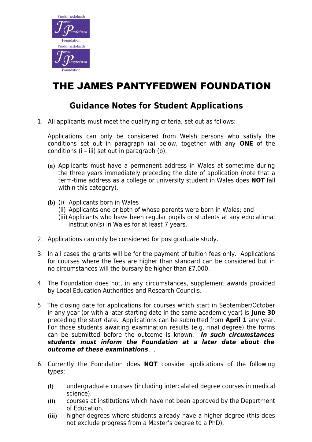 The James Pantyfedwen Foundation
