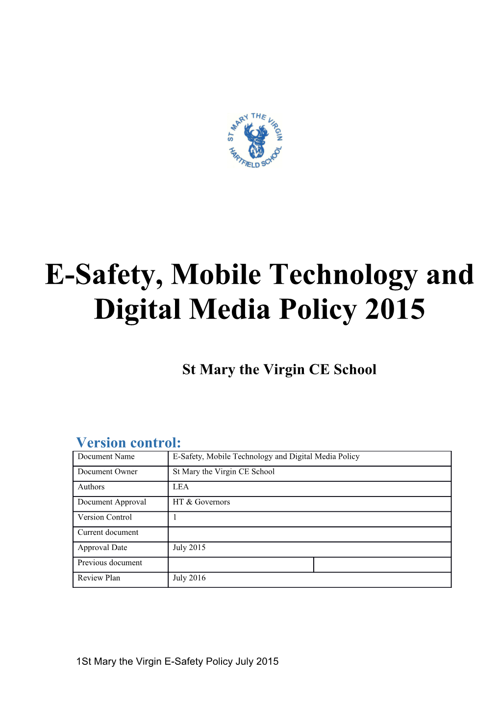 BPSI School E-Safety Policy Template