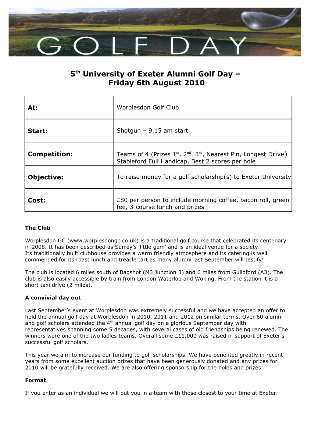 Exeter University Alumin Golf Day (London Society)