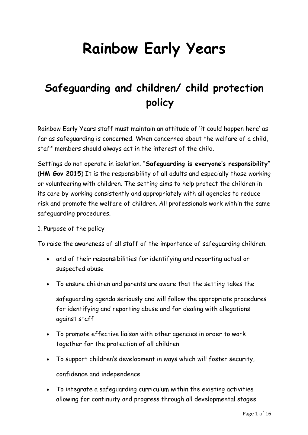 Safeguarding and Children/ Child Protection Policy