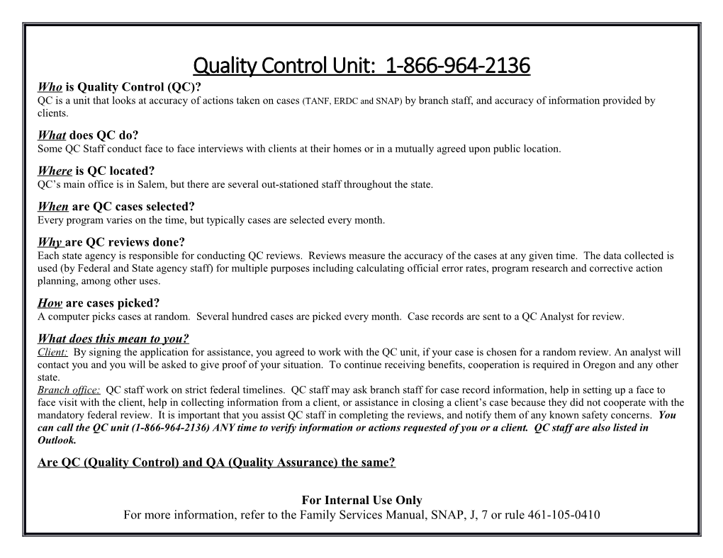 Quality Control Unit: 1-866-964-2136
