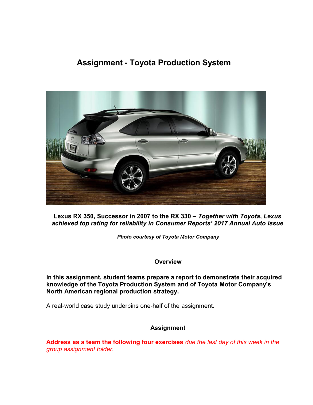 Assignment - Toyota Production System