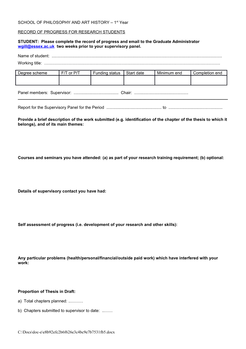 Record of Progress for Grad's