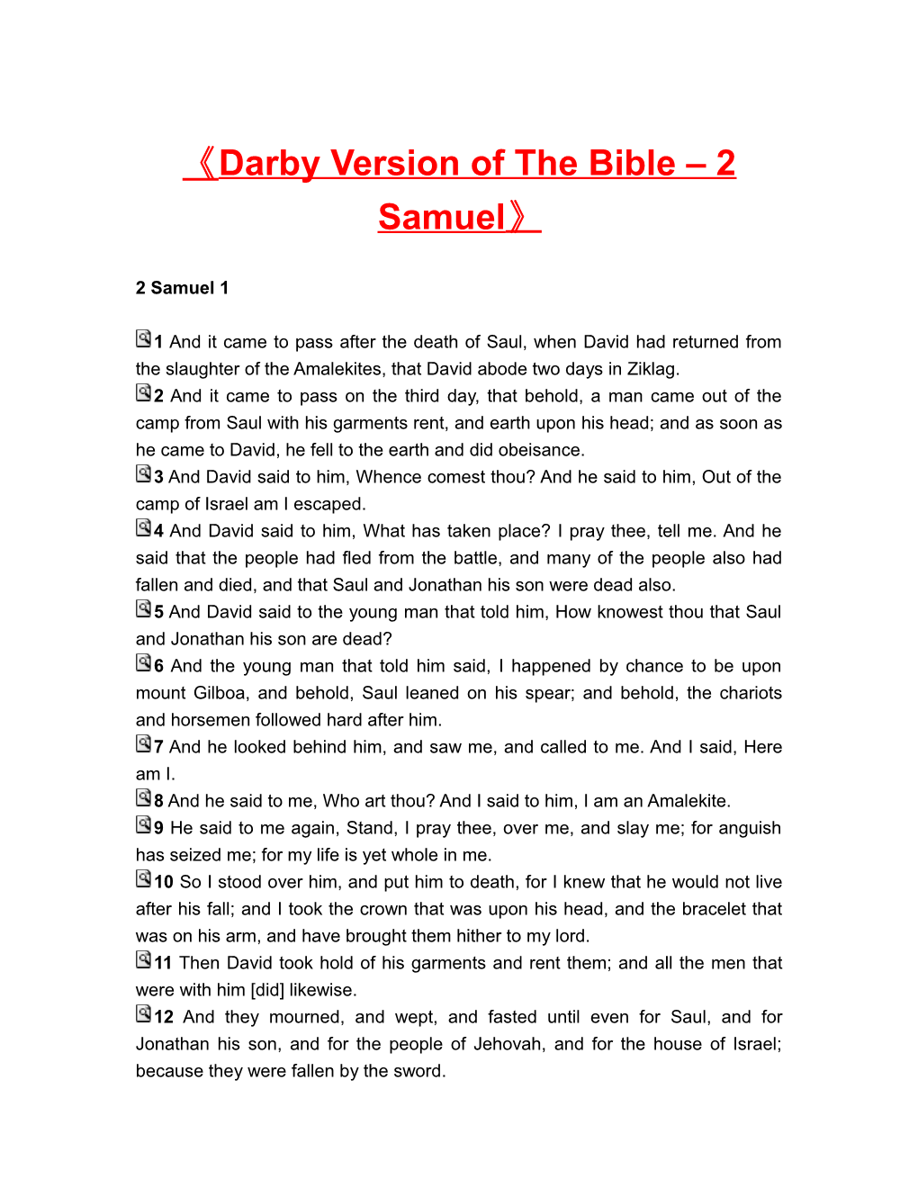 Darby Version of the Bible 2 Samuel