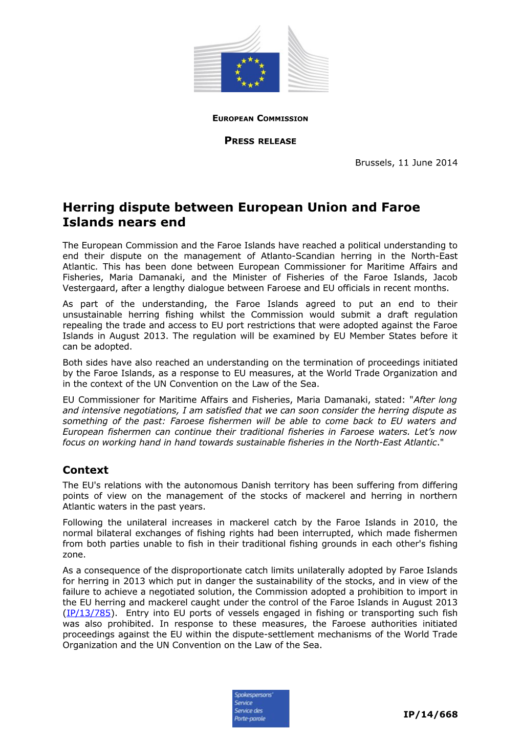 Herring Dispute Between European Union and Faroe Islands Nears End
