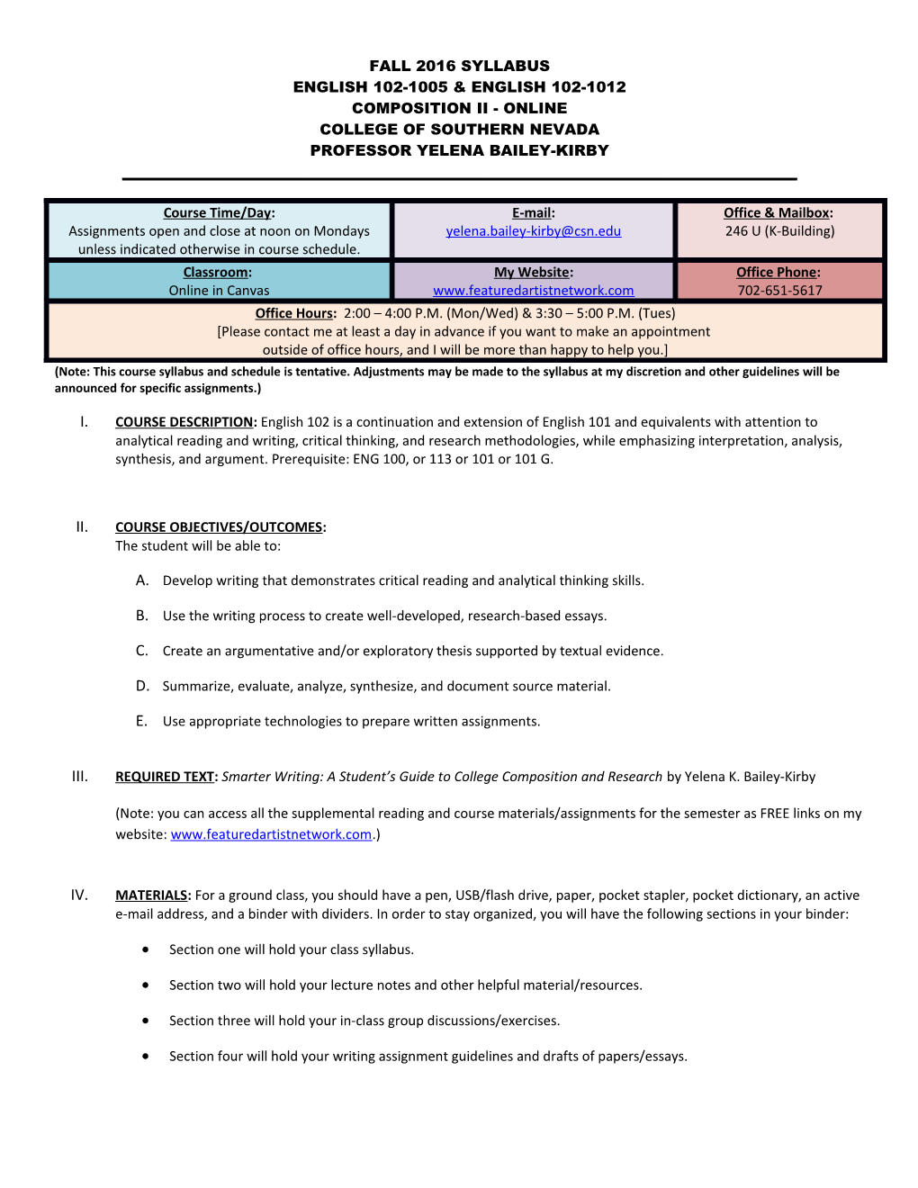 Fall 2016 Syllabus