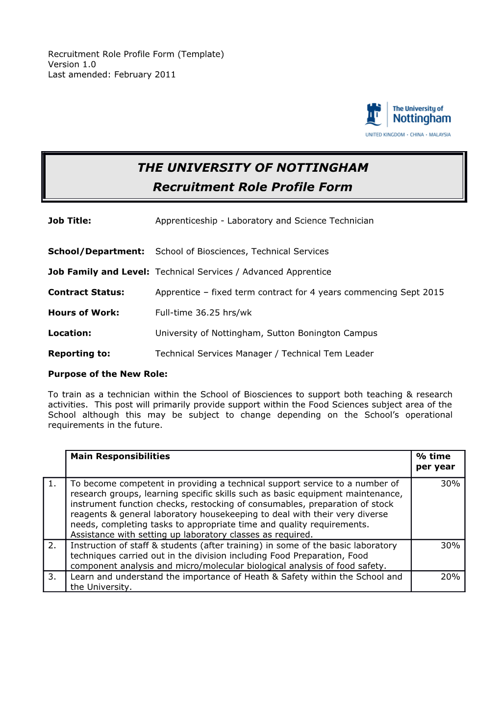 Job Title:Apprenticeship - Laboratory and Science Technician